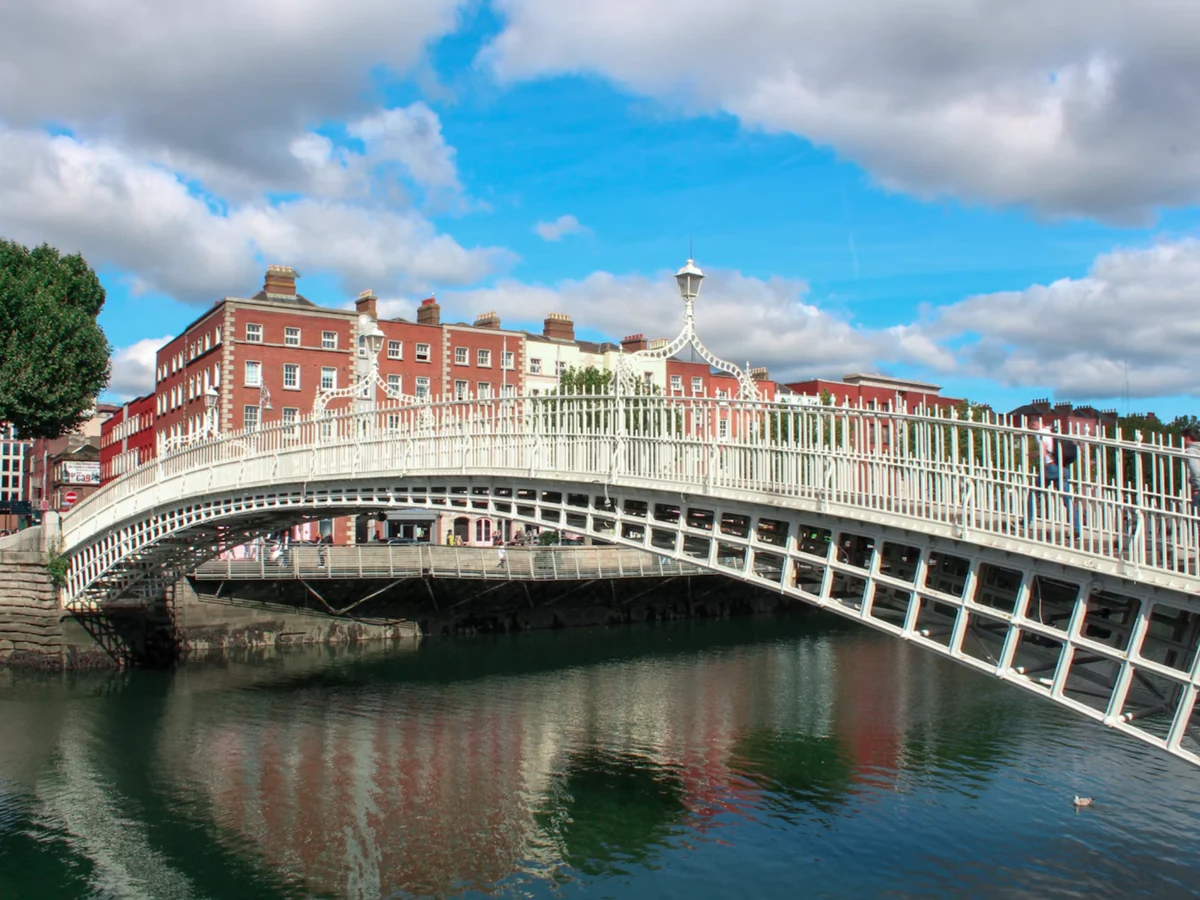 The Ha'penny Bridge over the River Liffey in Dublin