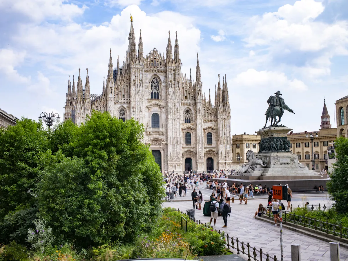 The Duomo di Milano, the Gothic cathedral at the center of Milan