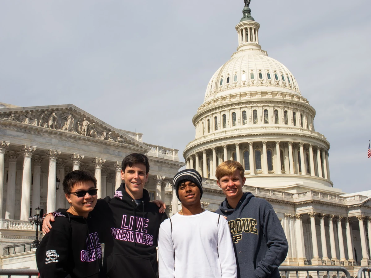 Students outside the United States Capitol in Washington, D.C.
