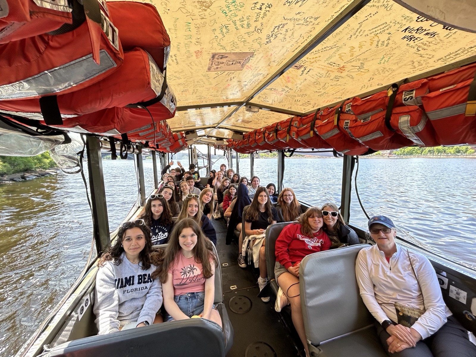 Students on a Boston Duck Boat tour