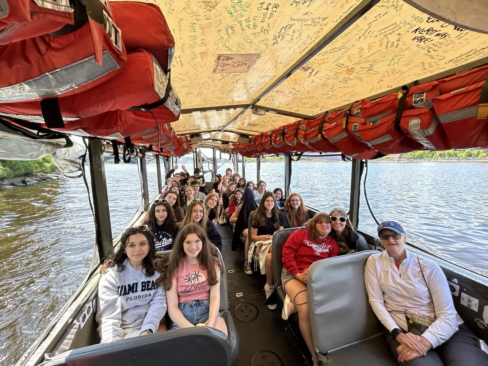 Students on a Boston Duck Boat tour