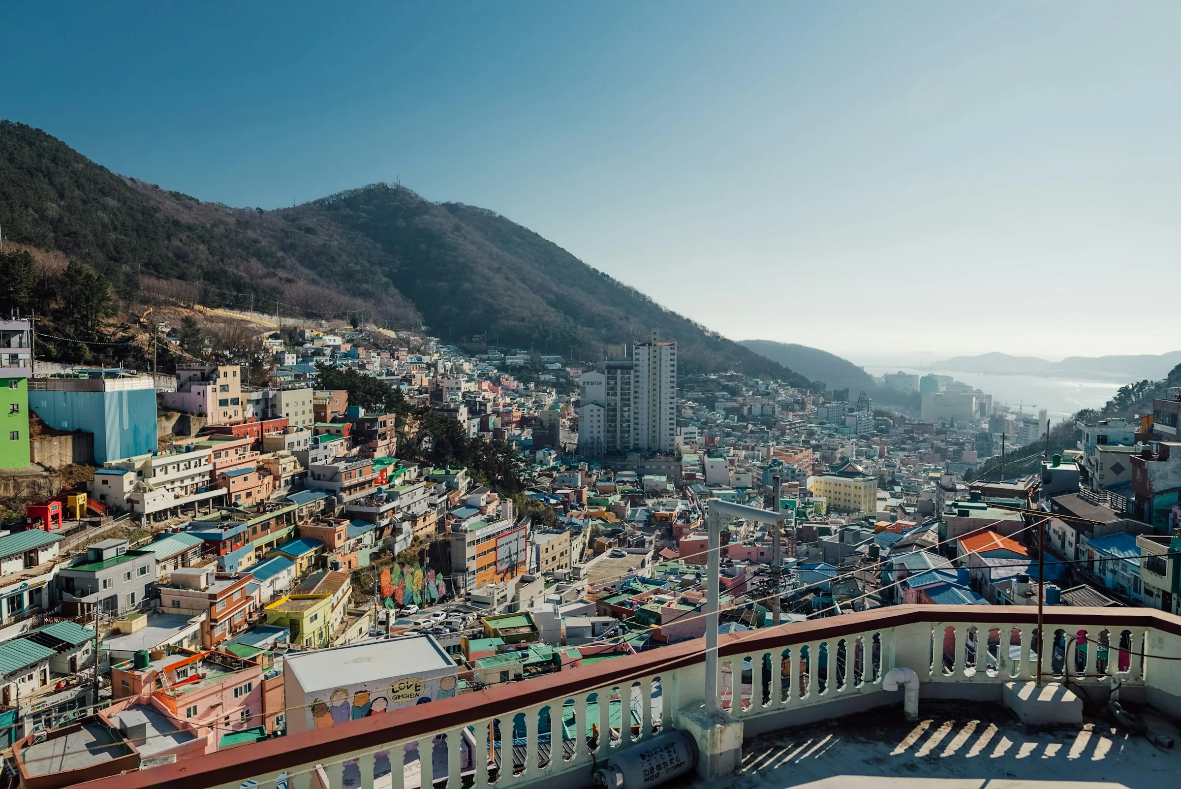 The hillside houses of Gamcheon Culture Village in Busan, South Korea