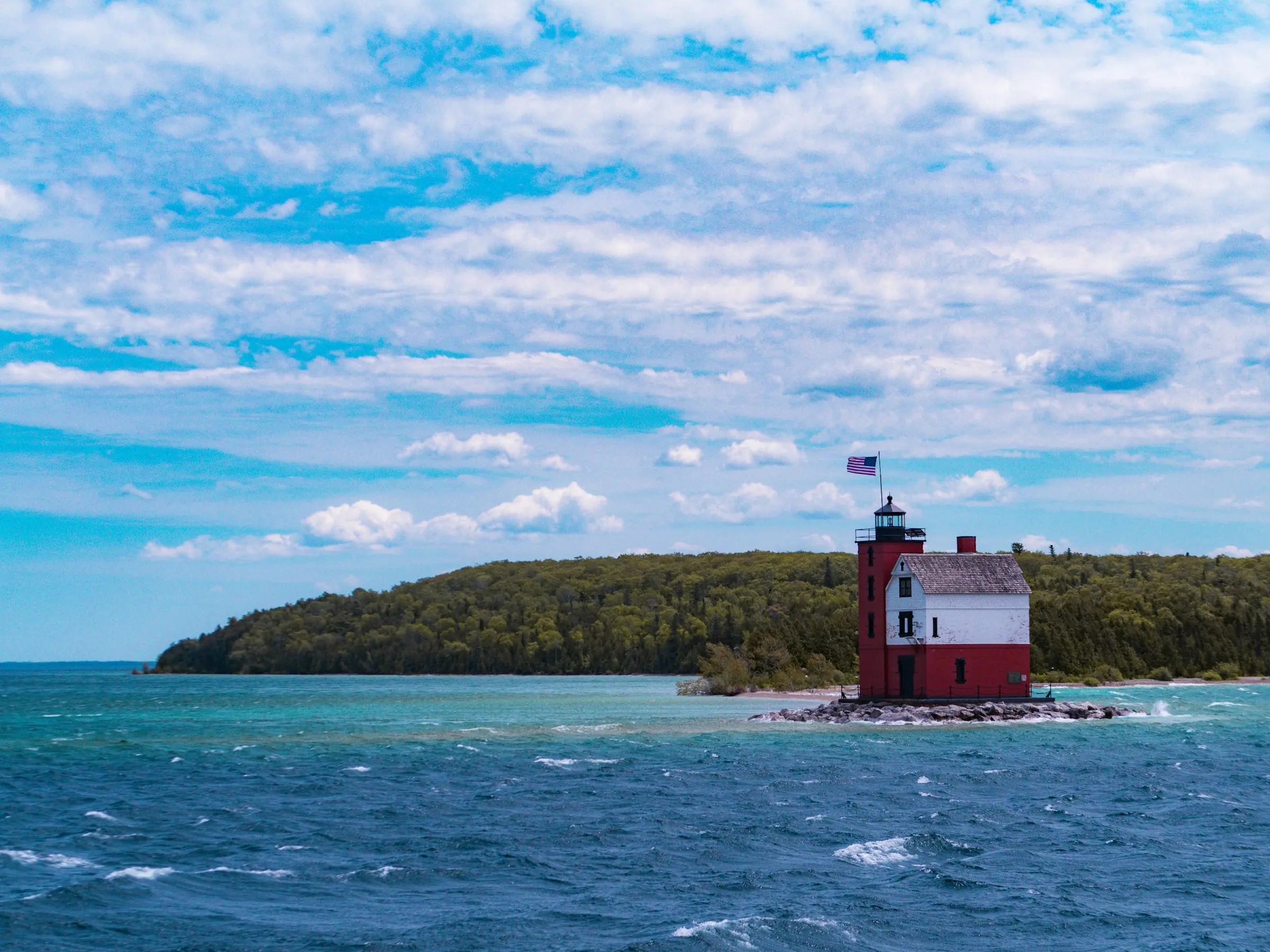 The Round Island Lighthouse in the Straits of Mackinac