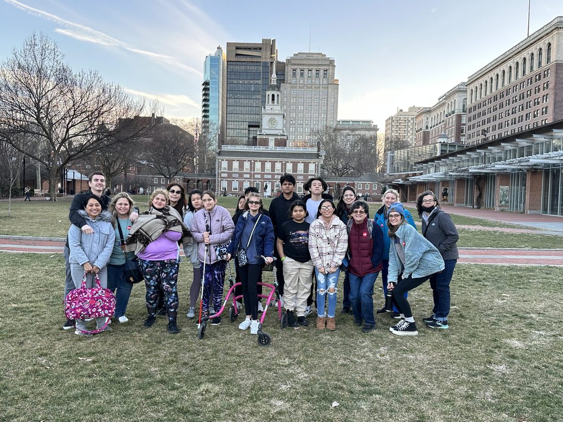 A Landmark student group on a field trip in historic Philadelphia