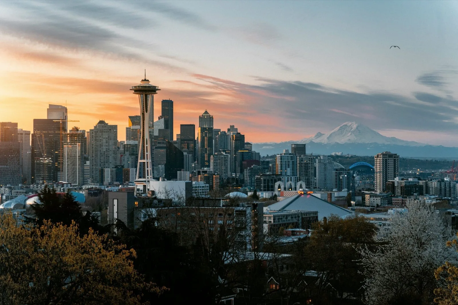 Seattle skyline at sunset