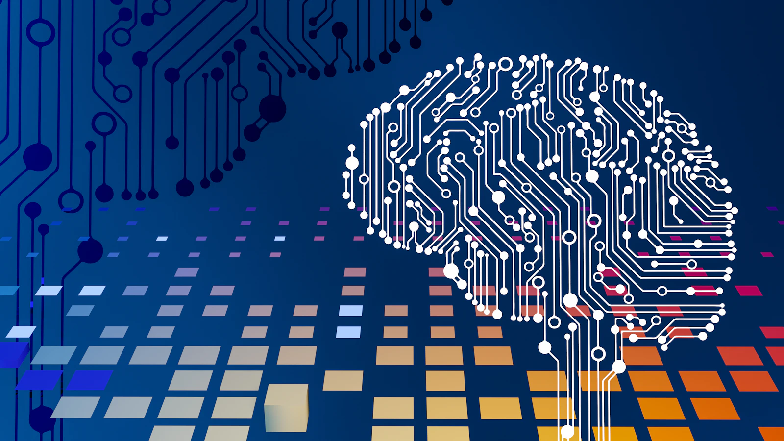 Illustration of a circuit-board brain representing artificial intelligence
