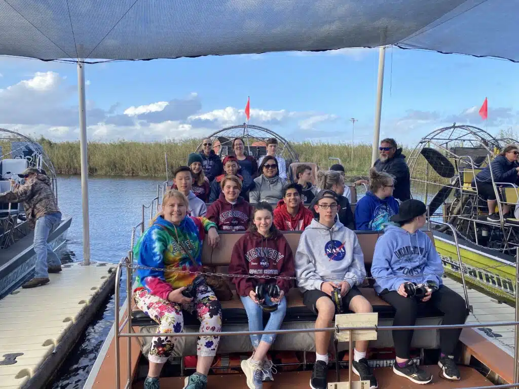 Students on an airboat in Orlando