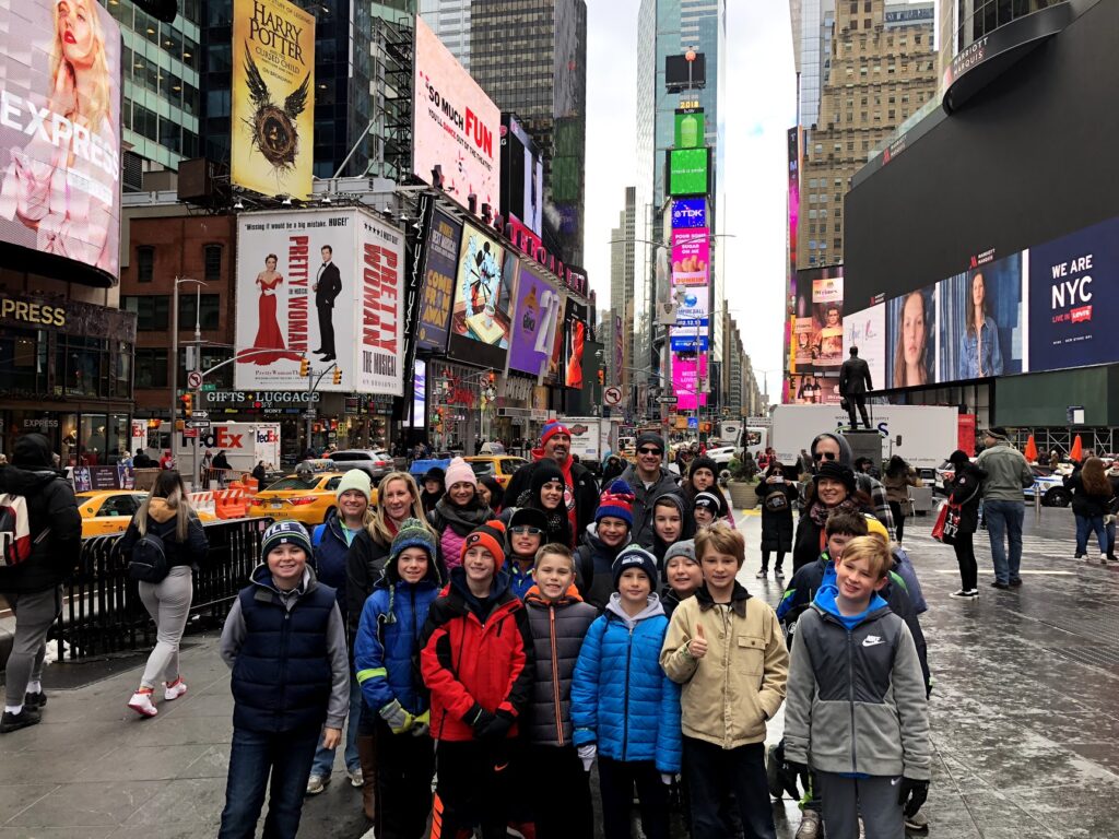 Students in Times Square in NYC