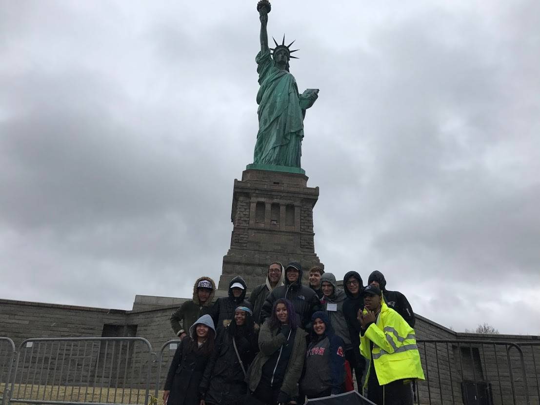 Students at the Statue of Liberty in New York City