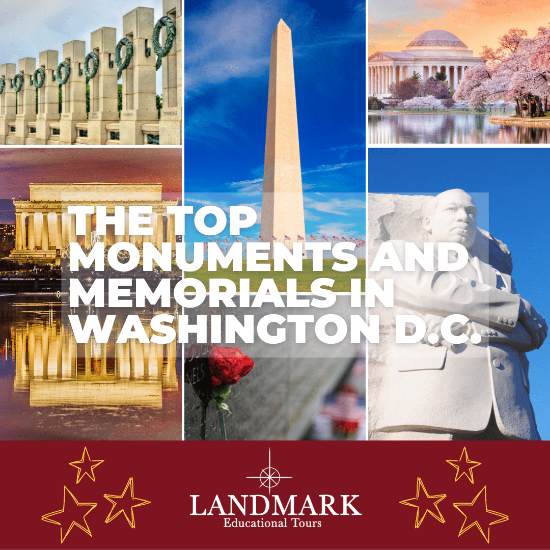 Collage of some of the top memorial and monuments in Washington dc