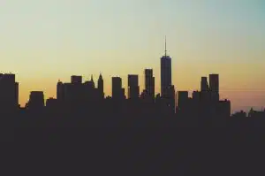 New York Skyline at Sunset.