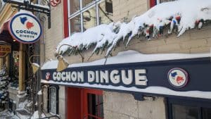 cochon dingue lower town entrance in witer