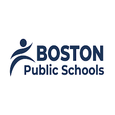 Boston Public Schools logo featuring a stylized abstract figure on the left and the text “BOSTON Public Schools” in bold blue letters, highlighting their accreditations & certifications on a clean white background.