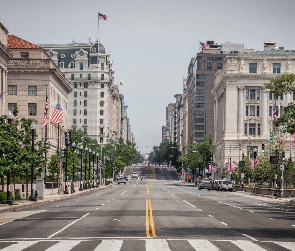 DC street Street in Washington DC with buildings